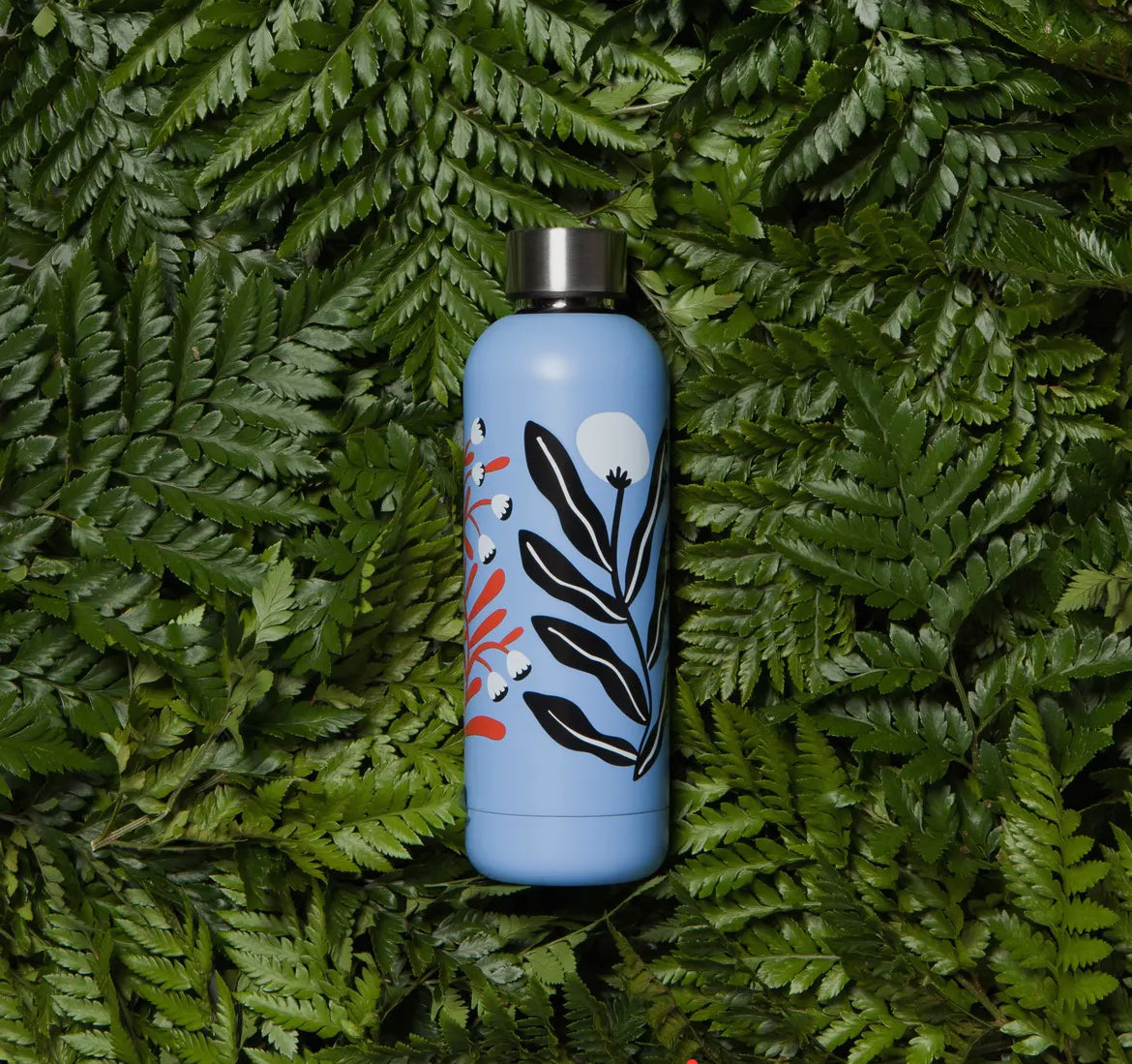 Bouteille d'eau en acier inoxydable Feuillage bleu 17 oz - Bleu
