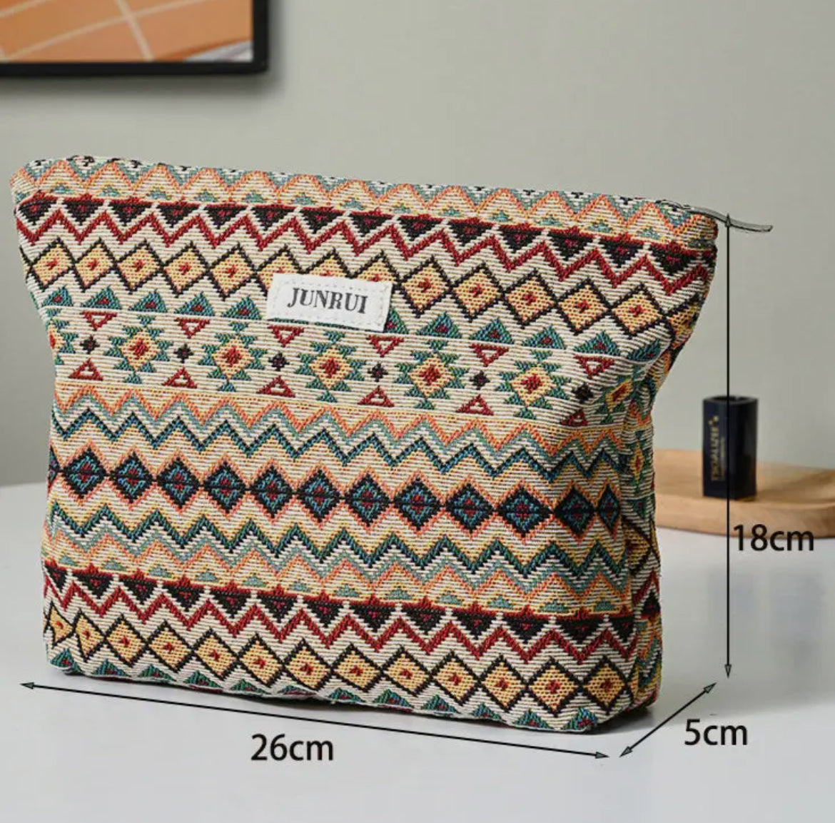 Sac de rangement portable en velours côtelé à motif Aztèque: multicolore