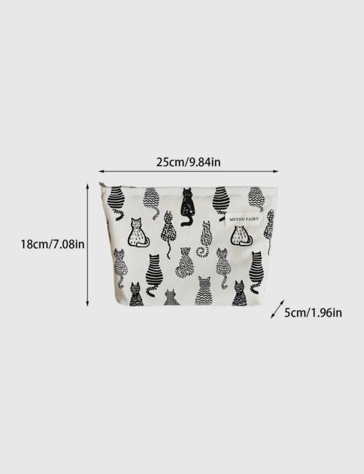 Sac de rangement portable en velours côtelé à motif Chats: noir et blanc