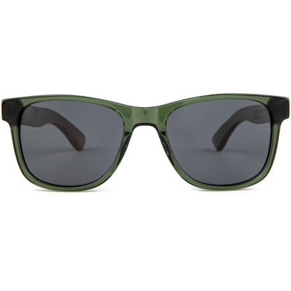 Lunettes de soleil en noyer monture verte verres polarisés noirs