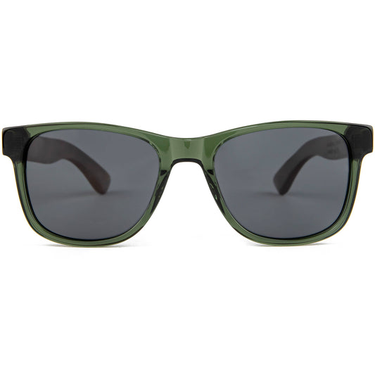 Lunettes de soleil en noyer monture verte verres polarisés noirs