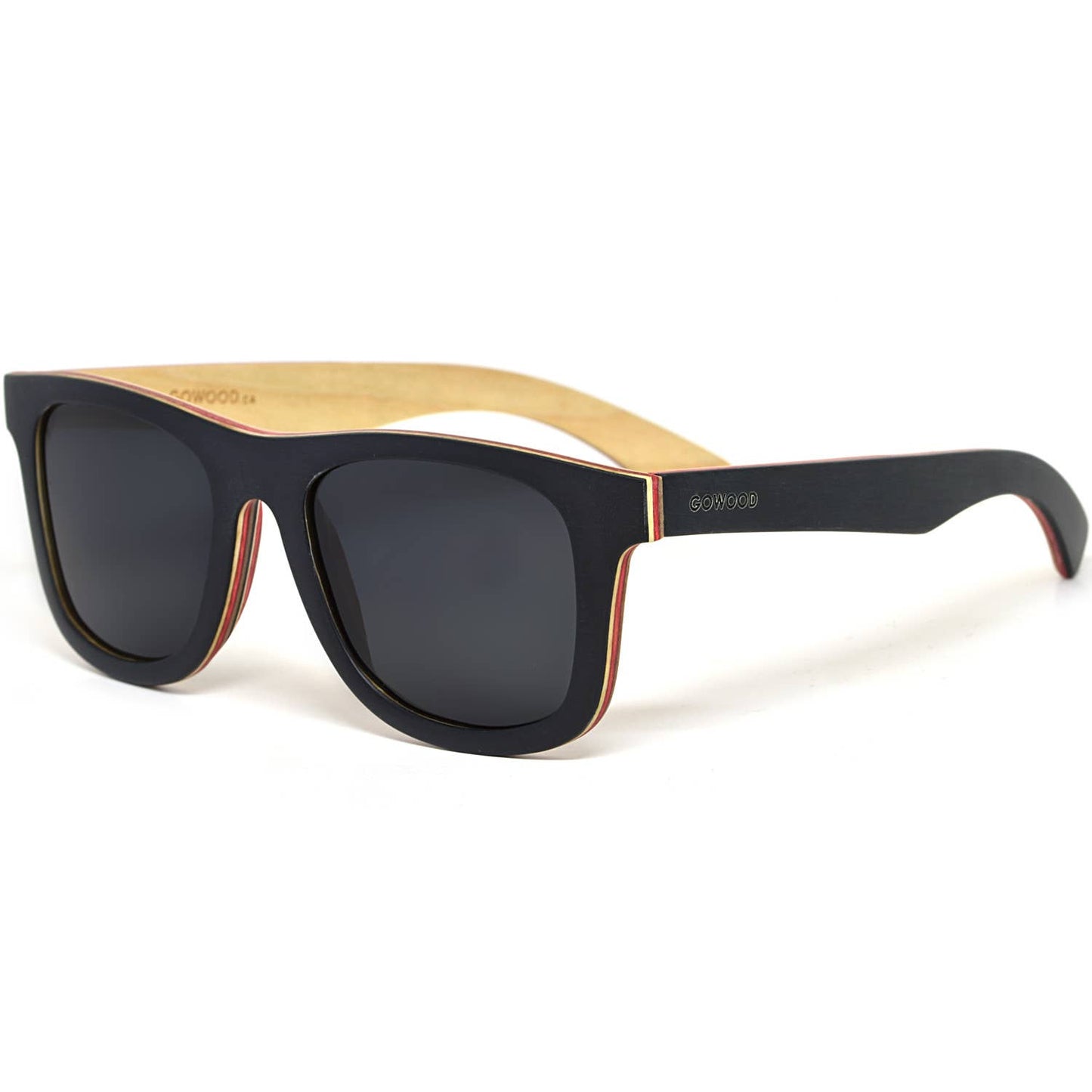 Lunettes de soleil en érable noir canadien avec verres polarisés noirs