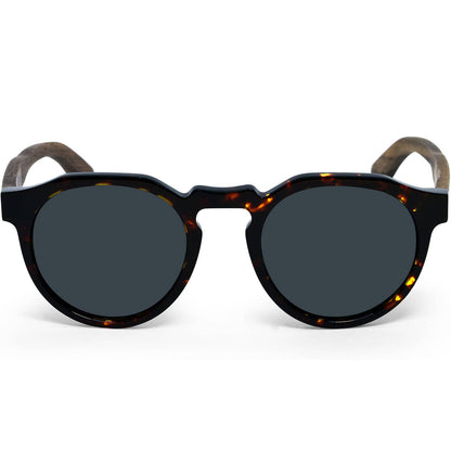 Lunettes de soleil Walnut Panto Monture Tortoise Lentilles polarisées noires
