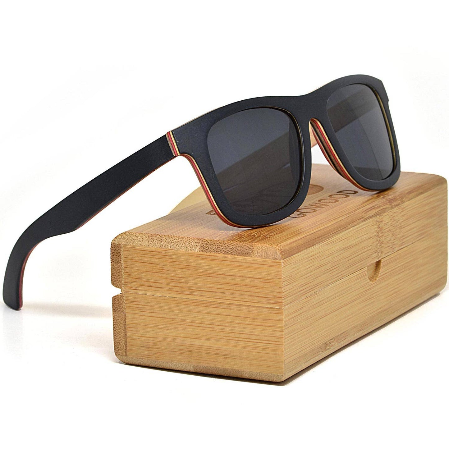 Lunettes de soleil en érable noir canadien avec verres polarisés noirs