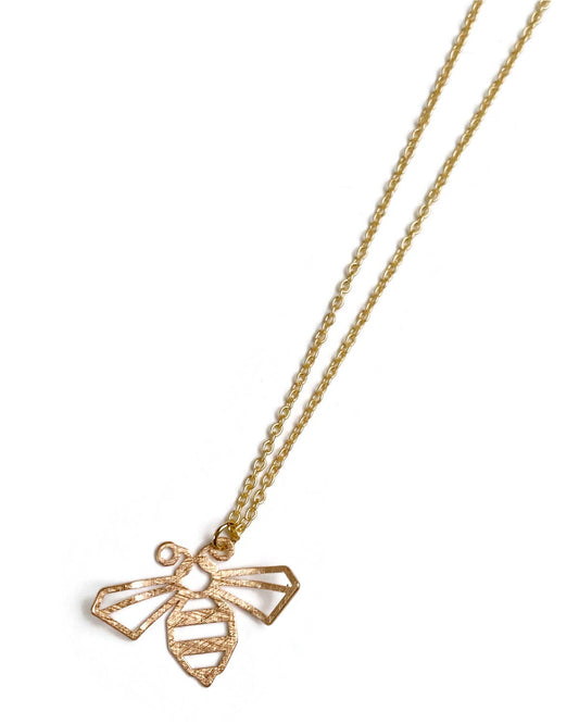 Collier pendentif à breloque bourdon en or mat