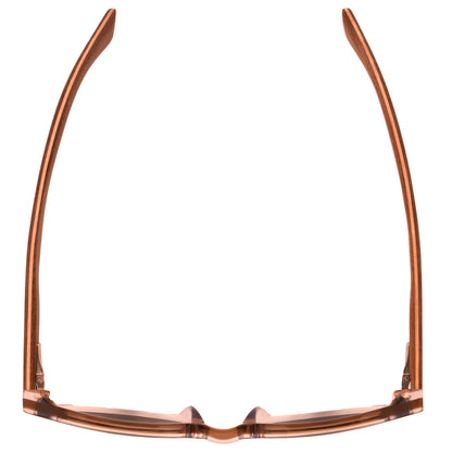 Lunettes de soleil rondes à monture dégradée marron avec branches en bois superposées